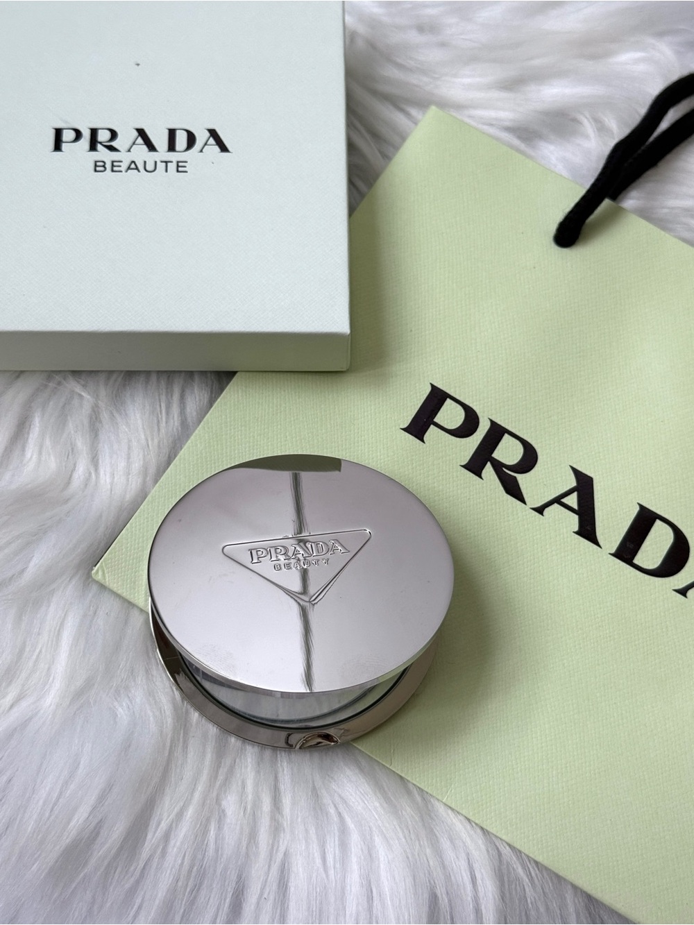 Silver Compact Mirror Prada New
